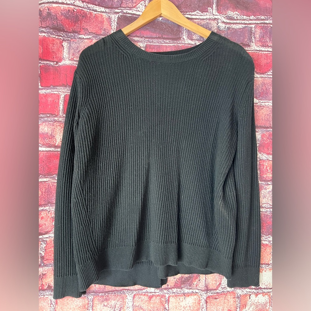 Vince Black Cotton Cashmere Open Back Tie Ribbed Knit Sweater NWT XS